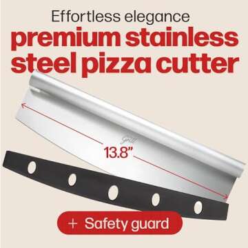 Pizza Cutter Rocker Blade Knife By Hans Grill | 14" Large Japanese Slicer Grade Sharp Stainless Stee...