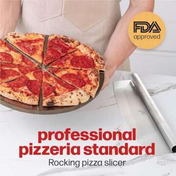 Pizza Cutter Rocker Blade Knife By Hans Grill | 14" Large Japanese Slicer Grade Sharp Stainless Steel Rocking Pizza Knife Cutter | Professional Nonstick Pizza With Cover For Kitchen Accessories