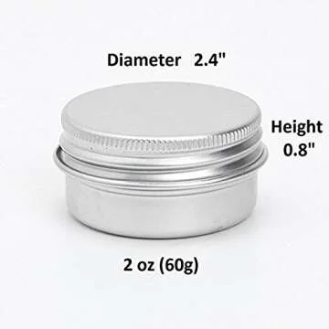 CTKcom 2-Ounce Metal Tins Screw Top Flat Aluminum Silver Slide Round Tin Containers For Lip Balm,Cra...