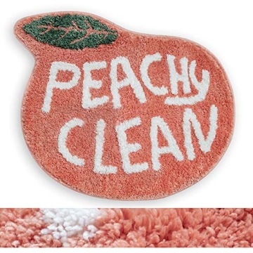 RORA Peach Bath Mat Peachy Clean Bath Mats for Bathroom Non Slip Coral Pink Bathroom Rugs Washable Bathtub Mat Toilet Rug(25.2"X20.5")