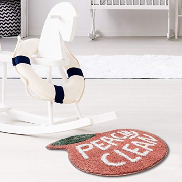 RORA Peach Bath Mat Peachy Clean Bath Mats for Bathroom Non Slip Coral Pink Bathroom Rugs Washable Bathtub Mat Toilet Rug(25.2"X20.5")