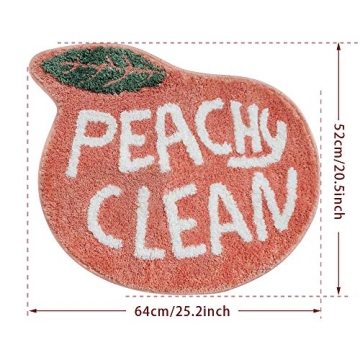 RORA Peach Bath Mat Peachy Clean Bath Mats for Bathroom Non Slip Coral Pink Bathroom Rugs Washable Bathtub Mat Toilet Rug(25.2"X20.5")