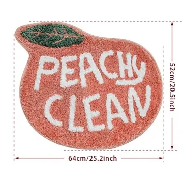 RORA Peach Bath Mat Peachy Clean Bath Mats for Bathroom Non Slip Coral Pink Bathroom Rugs Washable Bathtub Mat Toilet Rug(25.2"X20.5")