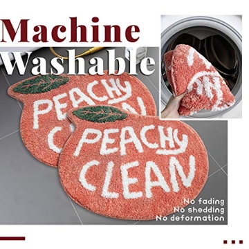 RORA Peach Bath Mat Peachy Clean Bath Mats for Bathroom Non Slip Coral Pink Bathroom Rugs Washable Bathtub Mat Toilet Rug(25.2"X20.5")