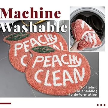 RORA Peach Bath Mat Peachy Clean Bath Mats for Bathroom Non Slip Coral Pink Bathroom Rugs Washable Bathtub Mat Toilet Rug(25.2"X20.5")
