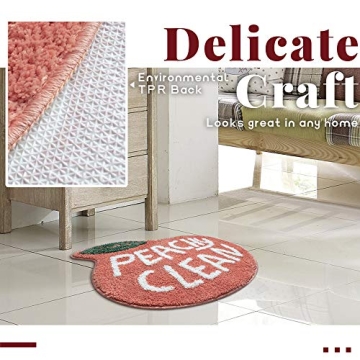 RORA Peach Bath Mat Peachy Clean Bath Mats for Bathroom Non Slip Coral Pink Bathroom Rugs Washable Bathtub Mat Toilet Rug(25.2"X20.5")