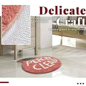 RORA Peach Bath Mat Peachy Clean Bath Mats for Bathroom Non Slip Coral Pink Bathroom Rugs Washable Bathtub Mat Toilet Rug(25.2"X20.5")