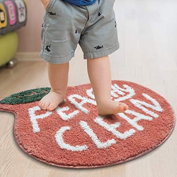 RORA Peach Bath Mat Peachy Clean Bath Mats for Bathroom Non Slip Coral Pink Bathroom Rugs Washable Bathtub Mat Toilet Rug(25.2"X20.5")