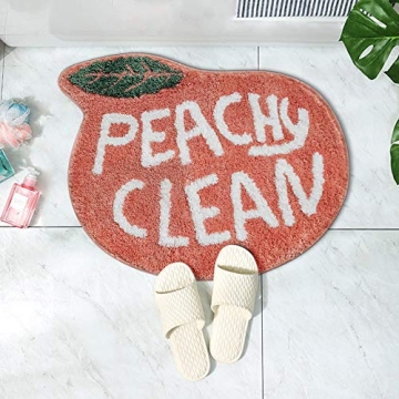 RORA Peach Bath Mat Peachy Clean Bath Mats for Bathroom Non Slip Coral Pink Bathroom Rugs Washable Bathtub Mat Toilet Rug(25.2"X20.5")