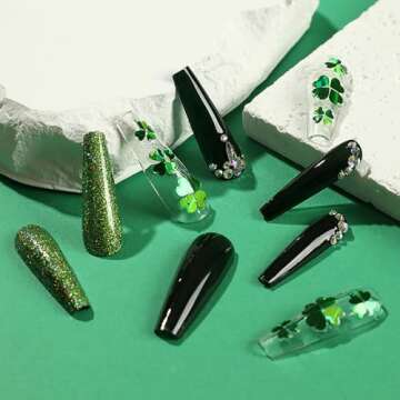St. Patrick’s Day Press on Nails Green Glitter 24Pcs