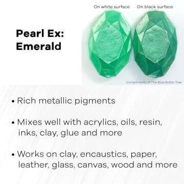 Jacquard Pearl Ex Pigment Powder Emerald - Versatile Mica for Art & Crafts