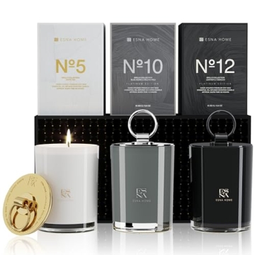 ESNA HOME Luxury Black Trio Set Gifts for Women Who Has Everything | 150h Total Burn Time | 3 Full-S...
