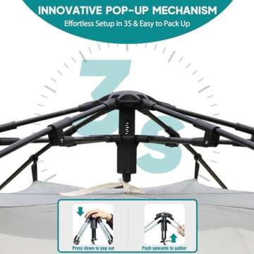 Chihee Camping Tents Pop-Up Stand-up Tent, Family Cabin Tent with Awning Porch 4-Person Outdoor Tent...