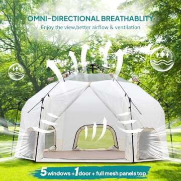 Chihee Camping Tents Pop-Up Stand-up Tent, Family Cabin Tent with Awning Porch 4-Person Outdoor Tent with Screen Room Large Capacity, Waterproof and Windproof, Easy Setup,Traveling Hiking Picnic