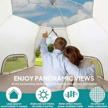 Chihee Camping Tents Pop-Up Stand-up Tent, Family Cabin Tent with Awning Porch 4-Person Outdoor Tent with Screen Room Large Capacity, Waterproof and Windproof, Easy Setup,Traveling Hiking Picnic