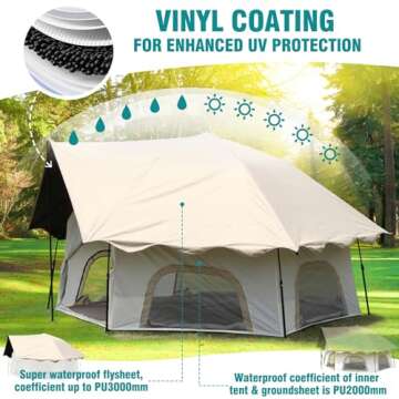 Chihee Camping Tents Pop-Up Stand-up Tent, Family Cabin Tent with Awning Porch 4-Person Outdoor Tent with Screen Room Large Capacity, Waterproof and Windproof, Easy Setup,Traveling Hiking Picnic
