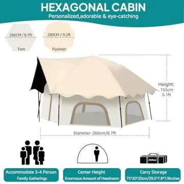 Chihee Camping Tents Pop-Up Stand-up Tent, Family Cabin Tent with Awning Porch 4-Person Outdoor Tent with Screen Room Large Capacity, Waterproof and Windproof, Easy Setup,Traveling Hiking Picnic