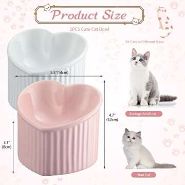 Mumufy 2 Pcs Ceramic Elevated Cat Bowls Tilted Elevated Raised Pet Bowls Anti Vomit Cat Bowls for In...