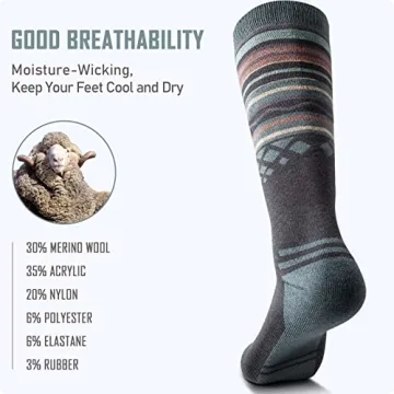 OutdoorMaster Merino Wool Ski Socks Non-Slip Warm