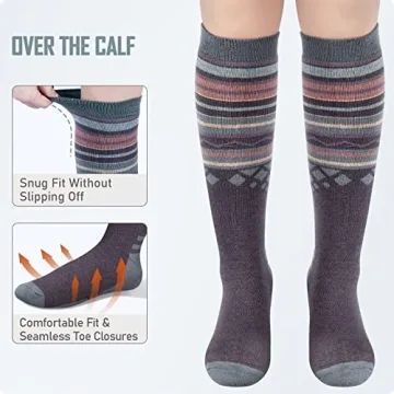 OutdoorMaster Merino Wool Ski Socks Non-Slip Warm