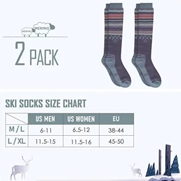 OutdoorMaster Merino Wool Ski Socks Non-Slip Warm