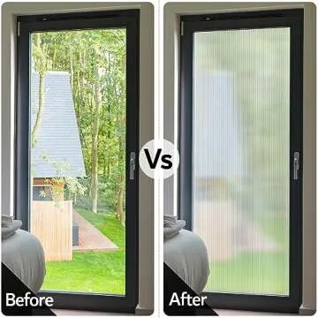 VELIMAX Reeded Glass Privacy Film, Frosted Window Vinyl, 3D Decorative Window Decals Non Adhesive for Bathroom, Living Room 17.7x78.7 inches