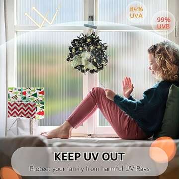 VELIMAX Reeded Glass Privacy Film, Frosted Window Vinyl, 3D Decorative Window Decals Non Adhesive for Bathroom, Living Room 17.7x78.7 inches