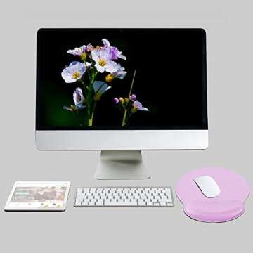 Ceavmlsr Ergonomic Office Pink-Purple Mouse Pad with Wrist Support for Computer, Small Cute Mouse Pa...