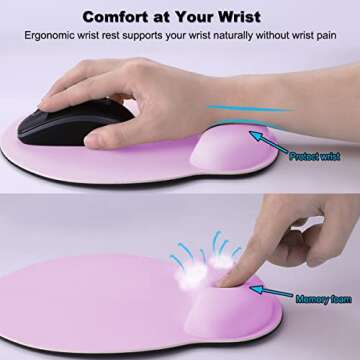 Ceavmlsr Ergonomic Office Pink-Purple Mouse Pad with Wrist Support for Computer, Small Cute Mouse Pad with Wrist Rest Support Mousepad Mat for Laptop & Desk (Pink-Purple)