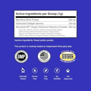 Wonder Paws Bone Broth for Dogs – Bone Broth Powder with Organic Mushrooms & Collagen for Digestio...