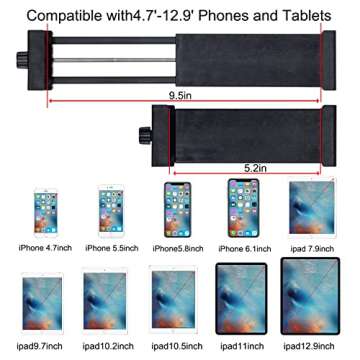 teefeet Tablet Tripod 53 inch Tripod for iPad Aluminum Smartphone Tripod for iPhone iPad Pro Camera Mobile Phone Lightweight Travel Selfie Stand Tripod Black