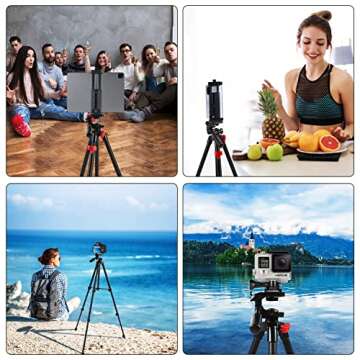 teefeet Tablet Tripod 53 inch Tripod for iPad Aluminum Smartphone Tripod for iPhone iPad Pro Camera Mobile Phone Lightweight Travel Selfie Stand Tripod Black
