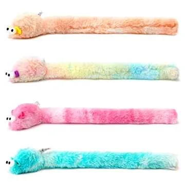CHIWAVA 4 Packs 15 Inch Long Soft Plush Cat Toys Mice with Bell Rustle Sound Small Mouse Activity In...