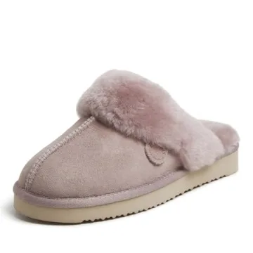Dearfoams Women's Fireside Sydney Shearling Fur Indoor/Outdoor Scuff Slipper with Wide Widths, Dusty...