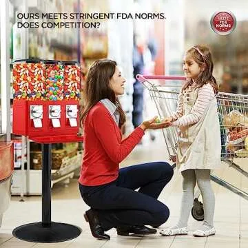 Candy Machine Dispenser Candy Vending Machine Supports Large Gum Balls with Coin Operated for Commercial Use Includes Anti Theft Lock Meets FDA Norms