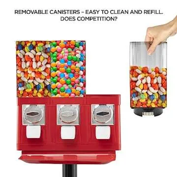 Candy Machine Dispenser Candy Vending Machine Supports Large Gum Balls with Coin Operated for Commercial Use Includes Anti Theft Lock Meets FDA Norms