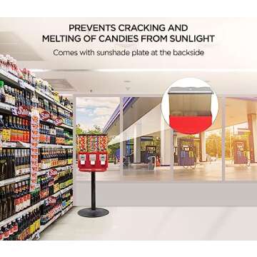 Candy Machine Dispenser Candy Vending Machine Supports Large Gum Balls with Coin Operated for Commercial Use Includes Anti Theft Lock Meets FDA Norms