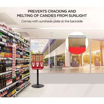 Candy Machine Dispenser Candy Vending Machine Supports Large Gum Balls with Coin Operated for Commercial Use Includes Anti Theft Lock Meets FDA Norms