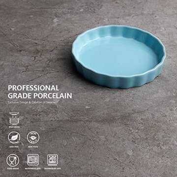 Sweese 505.003 Porcelain Ramekins Round Tart Pan Mini Fluted Quiche Dishes - 5 Ounce for Creme Brulee - Set of 6, Multicolor, Cool Assorted Colors