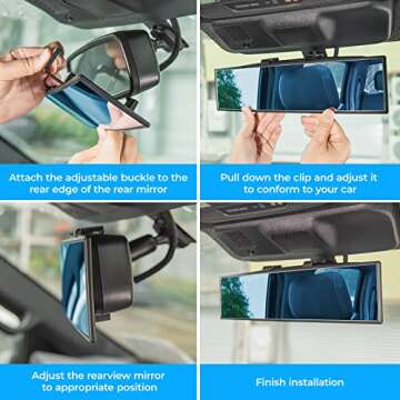 JoyTutus 11.81" Rear View Mirror - Universal Wide Angle Design