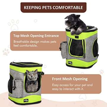 Tirrinia Pet Backpack Carrier for Small Cats & Dogs | Two-Sided Entry Airline-Approved, Padded Back ...