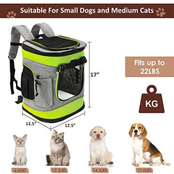 Tirrinia Pet Backpack Carrier for Small Cats & Dogs | Two-Sided Entry Airline-Approved, Padded Back Support Travel Carriers for Hiking, Walking, Cycling & Outdoor