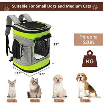Tirrinia Pet Backpack Carrier for Small Cats & Dogs | Two-Sided Entry Airline-Approved, Padded Back Support Travel Carriers for Hiking, Walking, Cycling & Outdoor