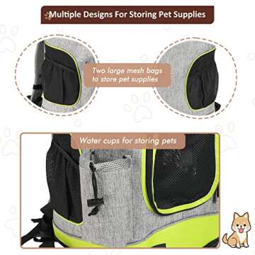 Tirrinia Pet Backpack Carrier for Small Cats & Dogs | Two-Sided Entry Airline-Approved, Padded Back Support Travel Carriers for Hiking, Walking, Cycling & Outdoor