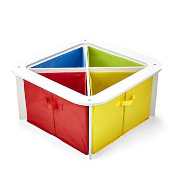 Imaginarium Wooden Ready to Play Table with Trainset, Building Blocks, Animal Figures, Chalkboard & Puzzles, for Ages 3-7, 100 Pieces, Multicolor