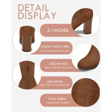 Coutgo Women's Thigh High Fashion Boots Faux Leather Block Chunky Heels Square Toe Fall Winter Shoes Brown 11