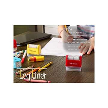 LEGILINER LegiBoxes Double Row (RED) Teacher Stamp – 10-Frame Rectangles for Handwriting, Math, Fractions. Classroom & Home Use. Refillable Ink Writing Practice Roller Stamp.