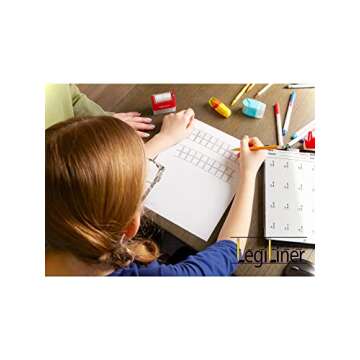 LEGILINER LegiBoxes Double Row (RED) Teacher Stamp – 10-Frame Rectangles for Handwriting, Math, Fractions. Classroom & Home Use. Refillable Ink Writing Practice Roller Stamp.