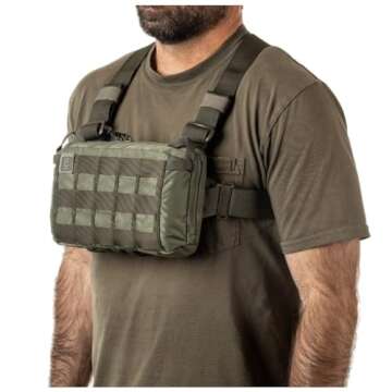 5.11 Tactical Skyweight Survival Chest Pack - 2-Liter Capacity, Adjustable Harness, Ambidextrous CCW Compartment - Sage Green, 1 SZ, Style 56769