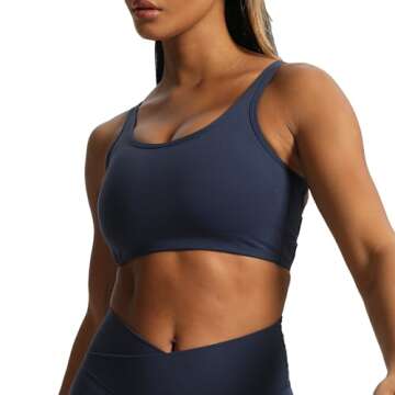 Aoxjox Women's Workout Thalia Tie Sports Bras Crisscross Back Fitness Training Gym Bra Yoga Crop Tank Top (Navy, Medium)